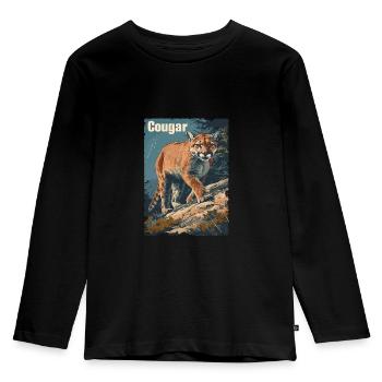 Vintage Wild Berglöwe - Kinder Premium Bio Langarmshirt - Schwarz - Vorne - AI Model Kid Male (0cm)