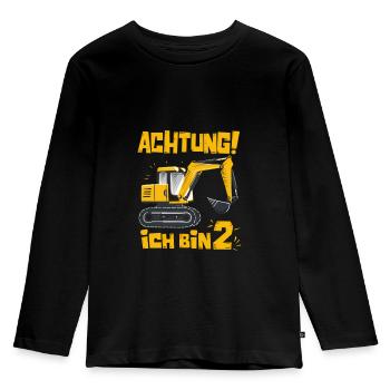 ich bin schon 2 - Kinder Premium Bio Langarmshirt - Schwarz - Vorne - AI Model Kid Male (0cm)