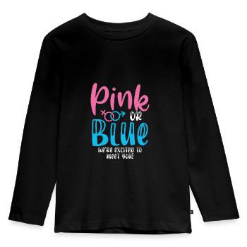 Pink Oder Blau Waren Aufgeregt, Um Dich - Kinder Premium Bio Langarmshirt - Schwarz - Vorne - AI Model Kid Male (0cm)