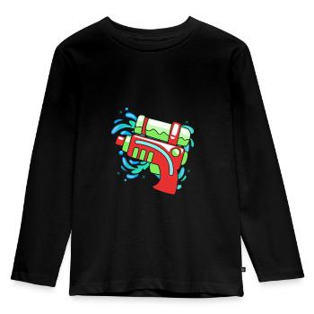 Wasserpistole - Kinder Premium Bio Langarmshirt - Schwarz - Vorne - AI Model Kid Male (0cm)