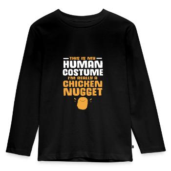Chicken Nuggets - Kinder Premium Bio Langarmshirt - Schwarz - Vorne - AI Model Kid Male (0cm)
