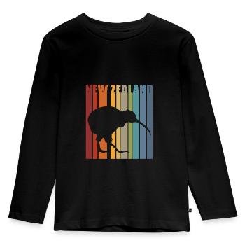 Nouvelle-Zélande Kiwi Kiwis New Zealand Retro Gift - T-shirt manches longues Premium Enfant - noir - Devant - AI Model Kid Male (0cm)