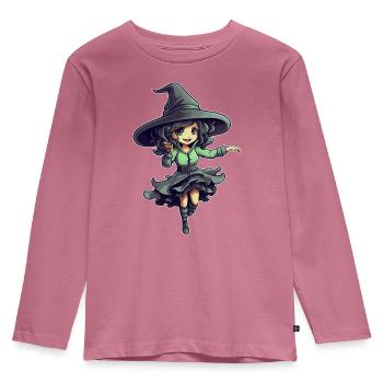 Halloween design sorcière mignonne - T-shirt manches longues Premium Enfant - mauve - Devant - AI Model Kid Female (0cm)
