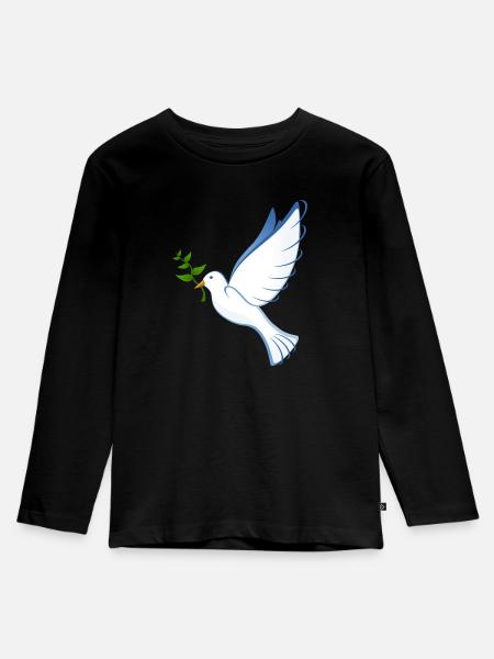 Taube - Kinder Premium Bio Langarmshirt - Schwarz