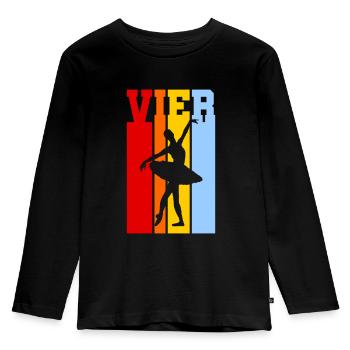 Vier Jahre alt - Alter - Geburtstag - Kind - Kinder Premium Bio Langarmshirt - Schwarz - Vorne - AI Model Kid Male (0cm)