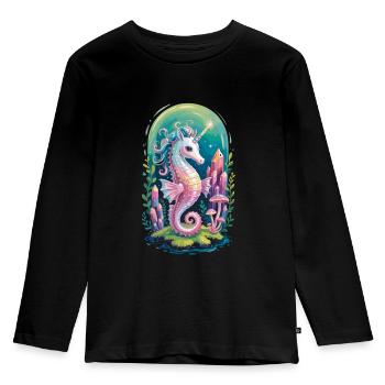 Seahorse Unicorn: Magical Sea World - Kids' Premium Longsleeve Shirt - black - Front - AI Model Kid Male (0cm)