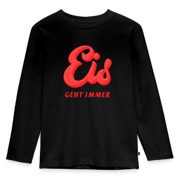 Eis geht immer! Sommerfeeling Typographie Shirt - Kinder Premium Bio Langarmshirt - Schwarz - Vorne - AI Model Kid Male (0cm)