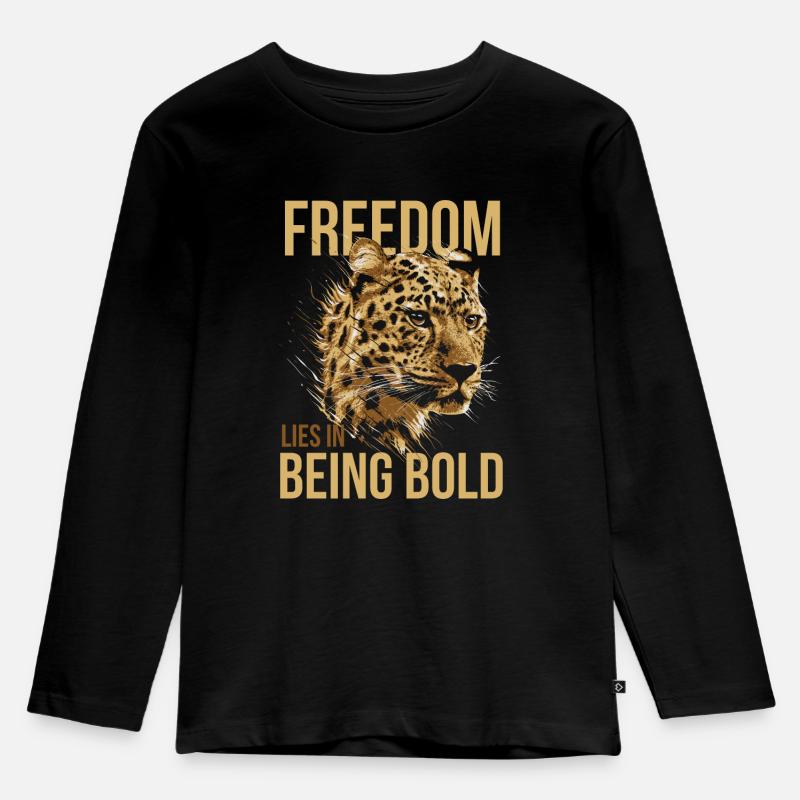 Leopard - Kinder Premium Bio Langarmshirt - Schwarz