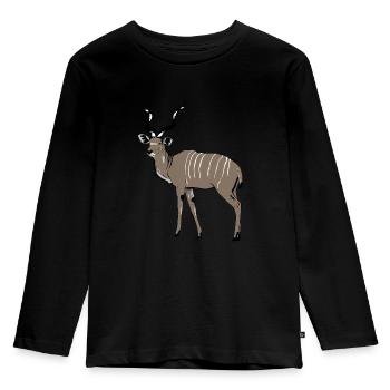 Antilope Kudu - Safari - Afrique - Grand Kudu - T-shirt manches longues Premium Enfant - noir - Devant - AI Model Kid Male (0cm)