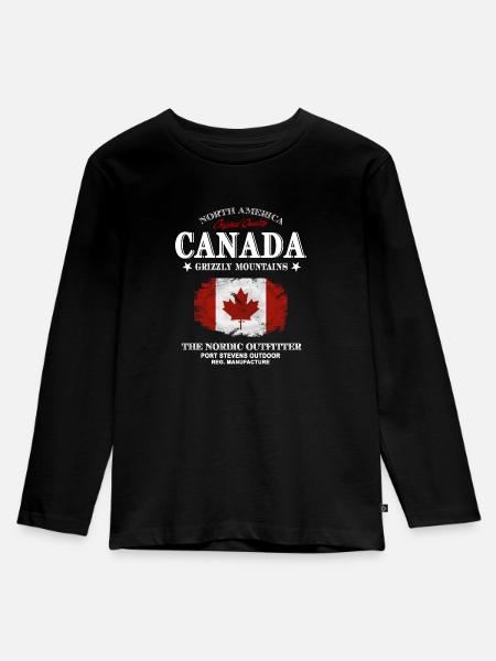 Kanada - Maple Leaf - Canada - Kinder Premium Bio Langarmshirt - Schwarz