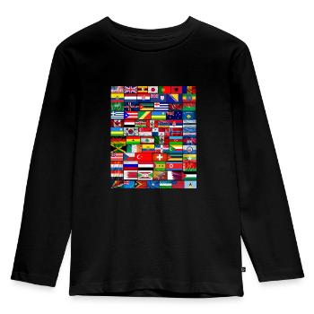 Flaggen aus aller Welt 2 - Kinder Premium Bio Langarmshirt - Schwarz - Vorne - AI Model Kid Male (0cm)