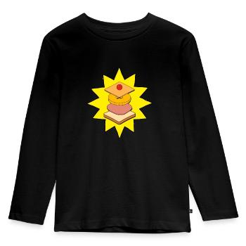Toast Hawaii gestapelt - Ab in den Ofen - Lecker! - Kinder Premium Bio Langarmshirt - Schwarz - Vorne - AI Model Kid Male (0cm)