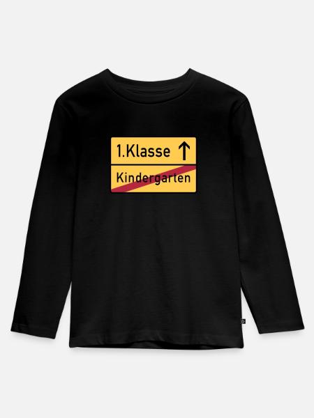 erste klasse - Kinder Premium Bio Langarmshirt - Schwarz