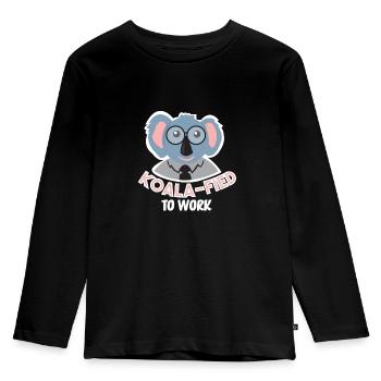 Koalafied to work Australien Koalas Beuteltier Fun - Kinder Premium Bio Langarmshirt - Schwarz - Vorne - AI Model Kid Male (0cm)