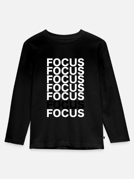 Focus - Kinder Premium Bio Langarmshirt - Schwarz