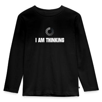 Ich denke nach - Kinder Premium Bio Langarmshirt - Schwarz - Vorne - AI Model Kid Male (0cm)