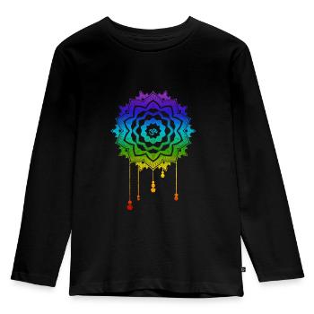 Chakra Mandala Om - Kinder Premium Bio Langarmshirt - Schwarz - Vorne - AI Model Kid Male (0cm)