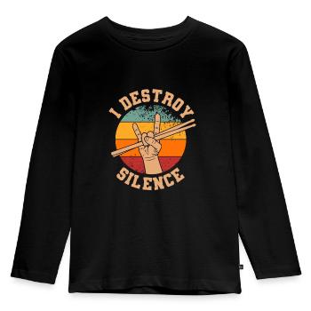 Batterie acoustique Drummer I Destroy Silence - T-shirt manches longues Premium Enfant - noir - Devant - AI Model Kid Male (0cm)