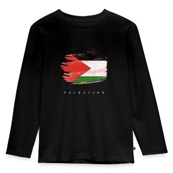 Palestine Drapeau palestinien Aquarelles - T-shirt manches longues Premium Enfant - noir - Devant - AI Model Kid Male (0cm)