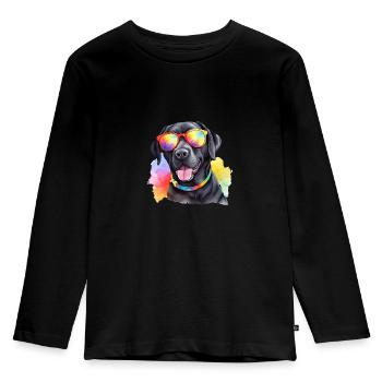 Cooler Labrador Retriever Hund mit Sonnenbrille - Kinder Premium Bio Langarmshirt - Schwarz - Vorne - AI Model Kid Male (0cm)