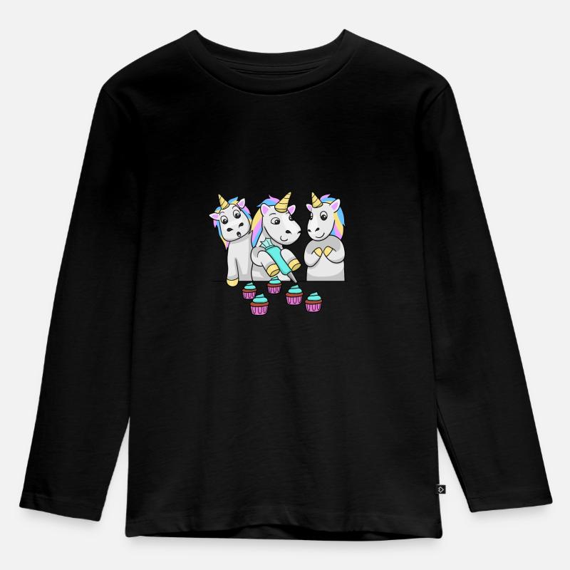 Bäcker Einhorn Cupcake Baking Dessertmeister - Kinder Premium Bio Langarmshirt - Schwarz