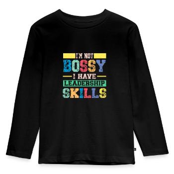Je ne suis pas autoritaire, j’ai des compétences en leadership - T-shirt manches longues Premium Enfant - noir - Devant - AI Model Kid Male (0cm)