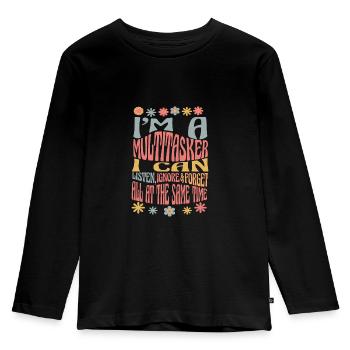Multitâche - Écouter, ignorer et oublier - T-shirt manches longues Premium Enfant - noir - Devant - AI Model Kid Male (0cm)