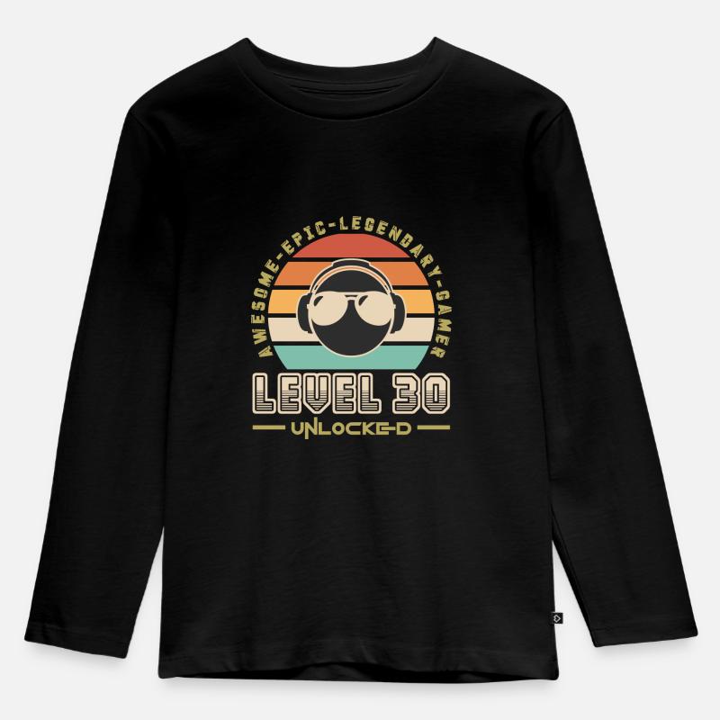 Stufe 30 - Kinder Premium Bio Langarmshirt - Schwarz
