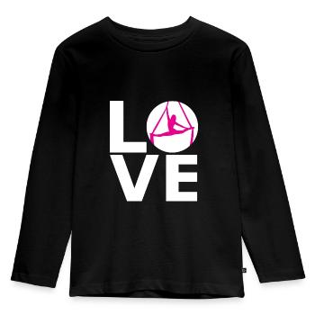 Aerial Silks - Silklove - Aerialist - vertical wipe - Kids' Premium Longsleeve Shirt - black - Front - AI Model Kid Male (0cm)