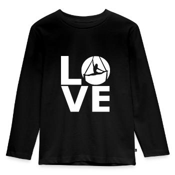 Aerial Silks - Silklove - Aerialist - vertical wipe - Kids' Premium Longsleeve Shirt - black - Front - AI Model Kid Male (0cm)