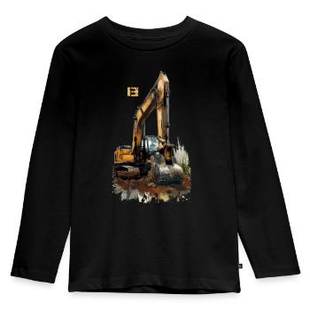 Excavator 13 Years 13 Birthday - Kids' Premium Longsleeve Shirt - black - Front - AI Model Kid Male (0cm)