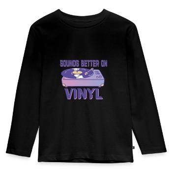 Sonne mieux sur les amateurs de musique rétro vinyle - T-shirt manches longues Premium Enfant - noir - Devant - AI Model Kid Male (0cm)