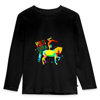 Voltigieren Pferd - Kinder Premium Bio Langarmshirt - Schwarz - Vorne - AI Model Kid Male (0cm)