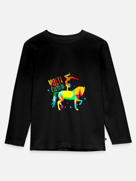 Voltigieren Pferd - Kinder Premium Bio Langarmshirt - Schwarz