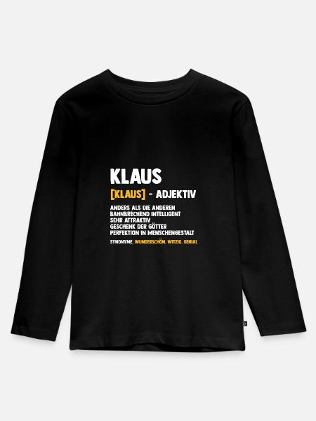 Klaus - Kinder Premium Bio Langarmshirt - Schwarz