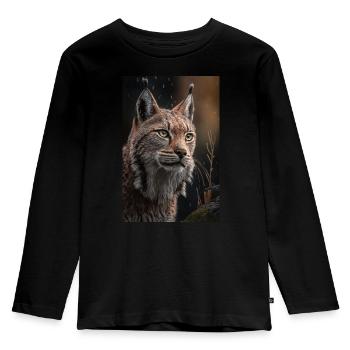 Luchs - Kinder Premium Bio Langarmshirt - Schwarz - Vorne - AI Model Kid Male (0cm)