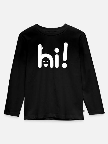 Hi Hallo - Kinder Premium Bio Langarmshirt - Schwarz