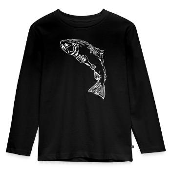 Lachs - Kinder Premium Bio Langarmshirt - Schwarz - Vorne - AI Model Kid Male (0cm)