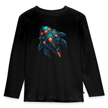 Buntes fantasievolles skurriles Raumschiff - Kinder Premium Bio Langarmshirt - Schwarz - Vorne - AI Model Kid Male (0cm)