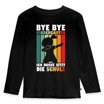Bye Bye Kindergarten Ich Rocke Jetzt Die Schule - Kinder Premium Bio Langarmshirt - Schwarz - Vorne - AI Model Kid Male (0cm)