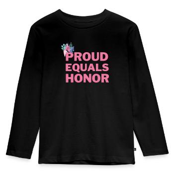 proud equals honor - Kids' Premium Longsleeve Shirt - black - Front - AI Model Kid Male (0cm)