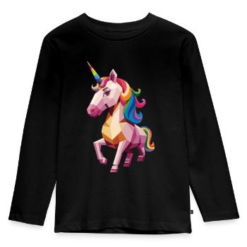 Conception géométrique colorée de licorne - T-shirt manches longues Premium Enfant - noir - Devant - AI Model Kid Male (0cm)