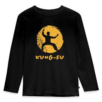 Kung Fu - Kinder Premium Bio Langarmshirt - Schwarz - Vorne - AI Model Kid Male (0cm)