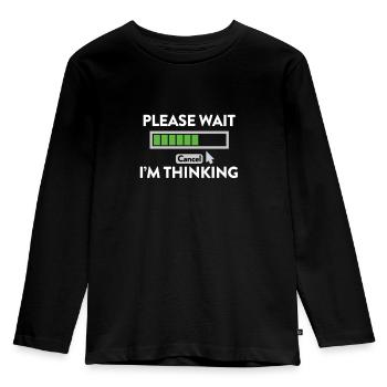 IM Thinking... PLEASE WAIT! - Kinder Premium Bio Langarmshirt - Schwarz - Vorne - AI Model Kid Male (0cm)