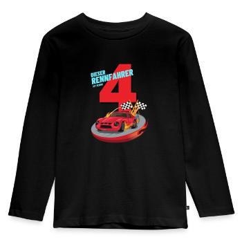 Rennfahrer 4 Jahre Geburtstagsshirt - Kinder Premium Bio Langarmshirt - Schwarz - Vorne - AI Model Kid Male (0cm)