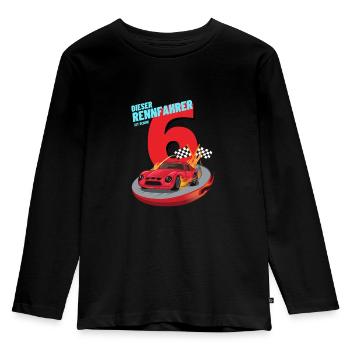 Rennfahrer 6 Jahre Geburtstagsshirt - Kinder Premium Bio Langarmshirt - Schwarz - Vorne - AI Model Kid Male (0cm)