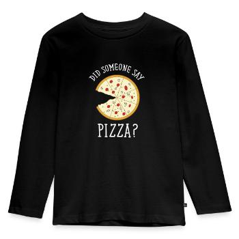 Did Someone Say Pizza? - Kids' Premium Longsleeve Shirt - black - Front - AI Model Kid Male (0cm)