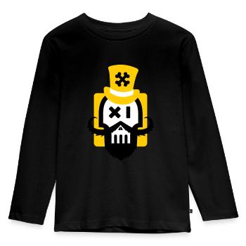Bartschädel gelb - Kinder Premium Bio Langarmshirt - Schwarz - Vorne - AI Model Kid Male (0cm)