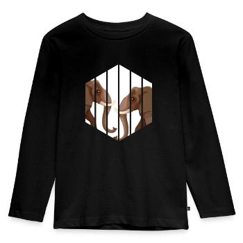 Elefant Dickhäuter Afrika Safari - Kinder Premium Bio Langarmshirt - Schwarz - Vorne - AI Model Kid Male (0cm)