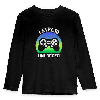 10th Birthday Boys, 10 Years Old, 10. Geburtstag - Kinder Premium Bio Langarmshirt - Schwarz - Vorne - AI Model Kid Male (0cm)